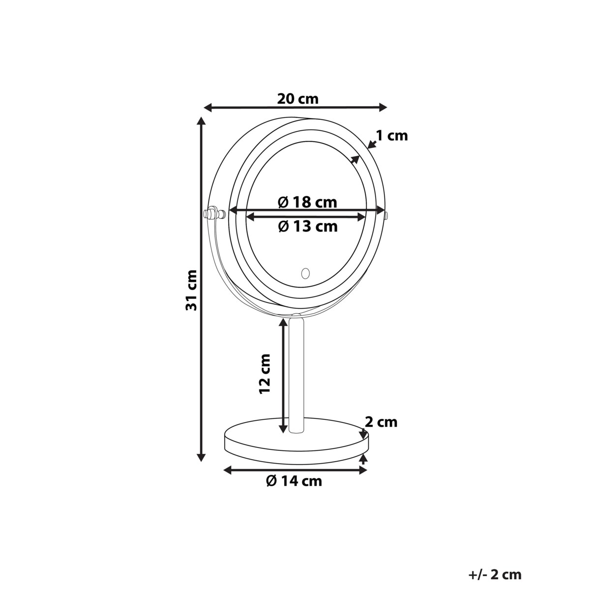 Lusterko kosmetyczne LED VERDUN Srebrny