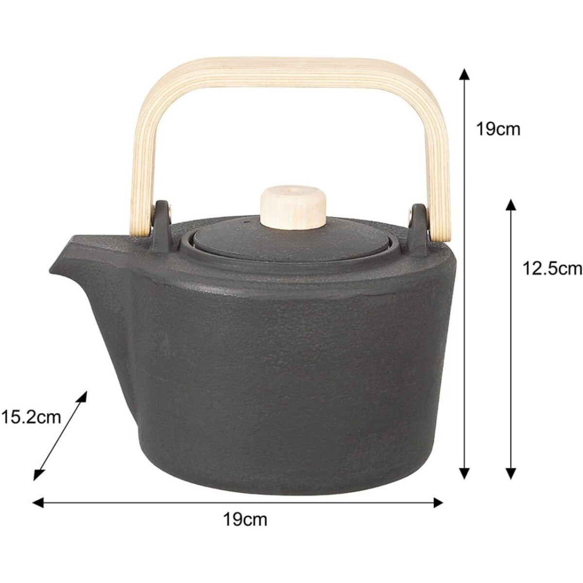 Czajniczek żeliwny Zaparzacz do herbaty z drewnianym uchwytem 1.3L KINGHOFF