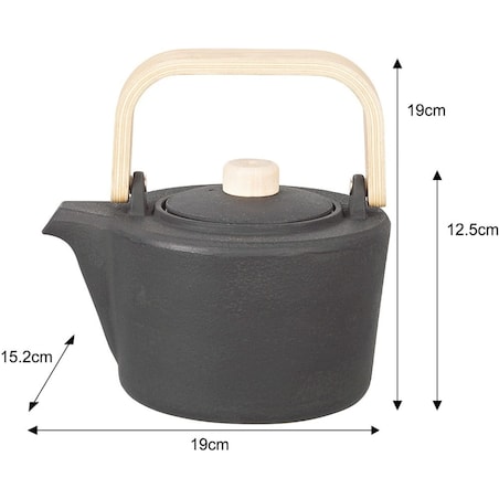 Czajniczek żeliwny Zaparzacz do herbaty z drewnianym uchwytem 1.3L KINGHOFF