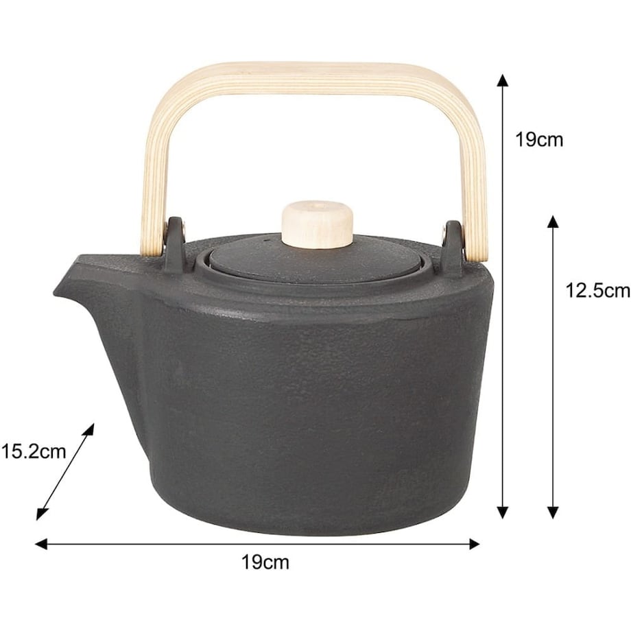 Czajniczek żeliwny Zaparzacz do herbaty z drewnianym uchwytem 1.3L KINGHOFF
