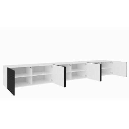 Szafka RTV NIKOL 300 pod telewizor,frezowane fronty, zamknięta-czarna+biały