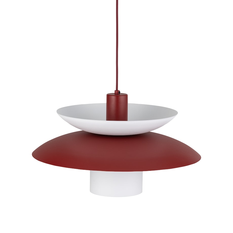 Lampa Wisząca Tk Lighting Verado Burgundowa Biała Metalowa Z Kloszem