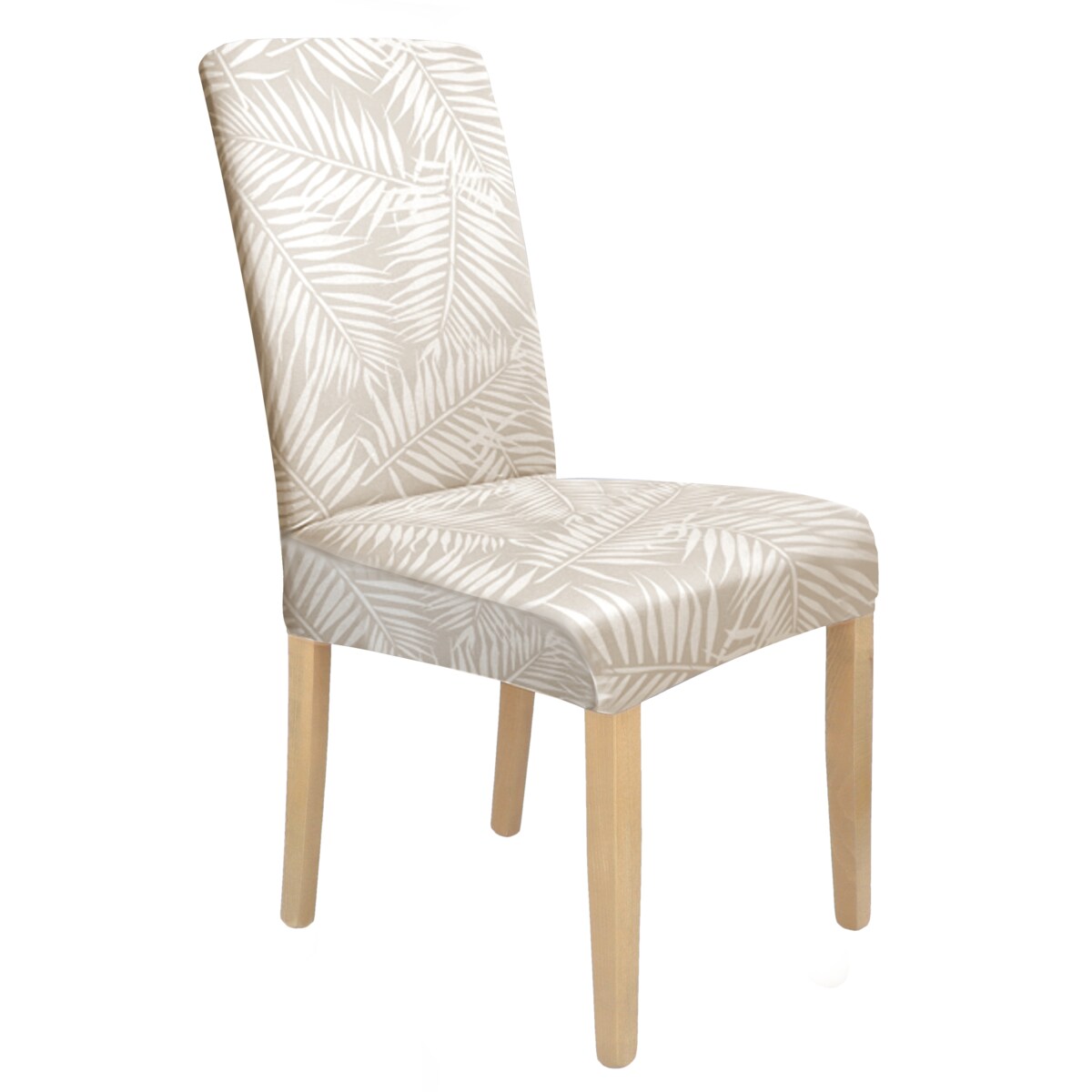 POKROWIEC NA KRZESŁO LIŚCIE PALMY SZARY BEŻ WZORY [21ZA]