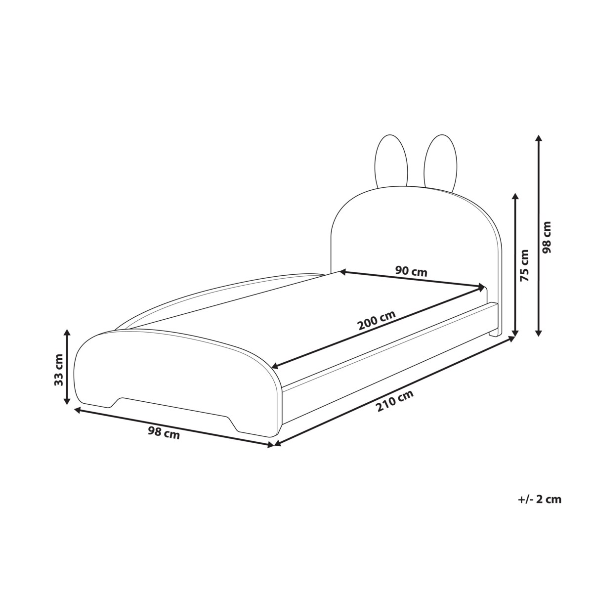 Łóżko Boucle PERROS 90 x 200 cm Beżowy