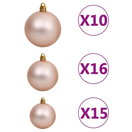 vidaXL Sztuczna choinka z lampkami i bombkami, srebrna, 240 cm, PET