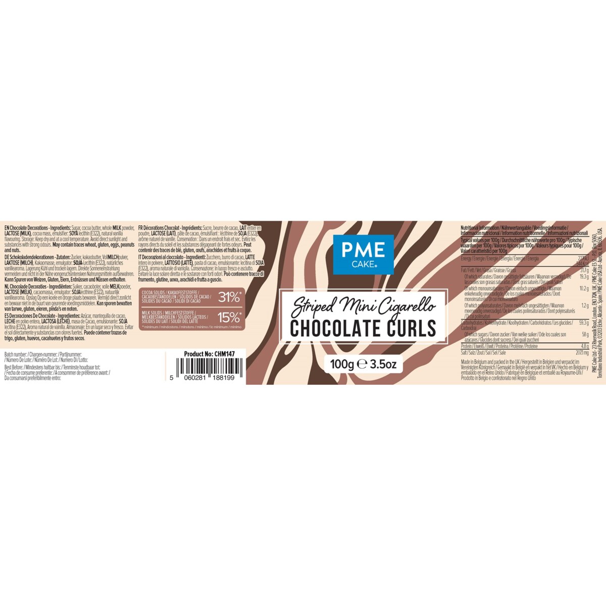 PME Mini czekoladowe rurki