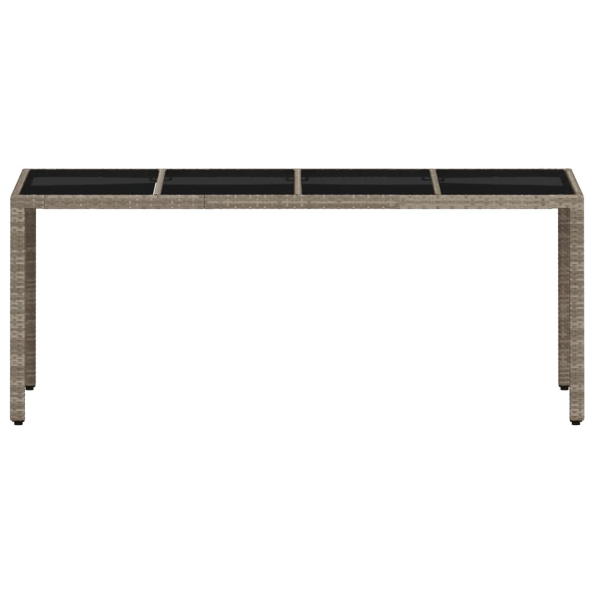 vidaXL Stół ogrodowy ze szklanym blatem, szary 190x90x75 cm, rattan PE