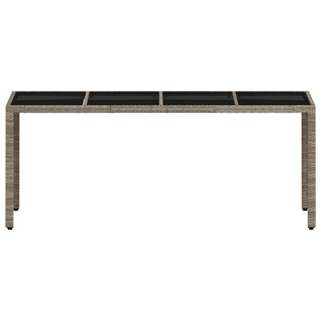 vidaXL Stół ogrodowy ze szklanym blatem, szary 190x90x75 cm, rattan PE