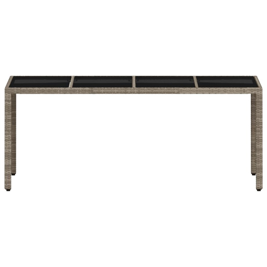 vidaXL Stół ogrodowy ze szklanym blatem, szary 190x90x75 cm, rattan PE