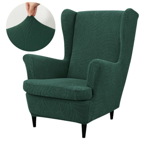 Pokrowiec Na Fotel Uszak Zielony Butelkowy Welur Żakard Wzory Elastyczny