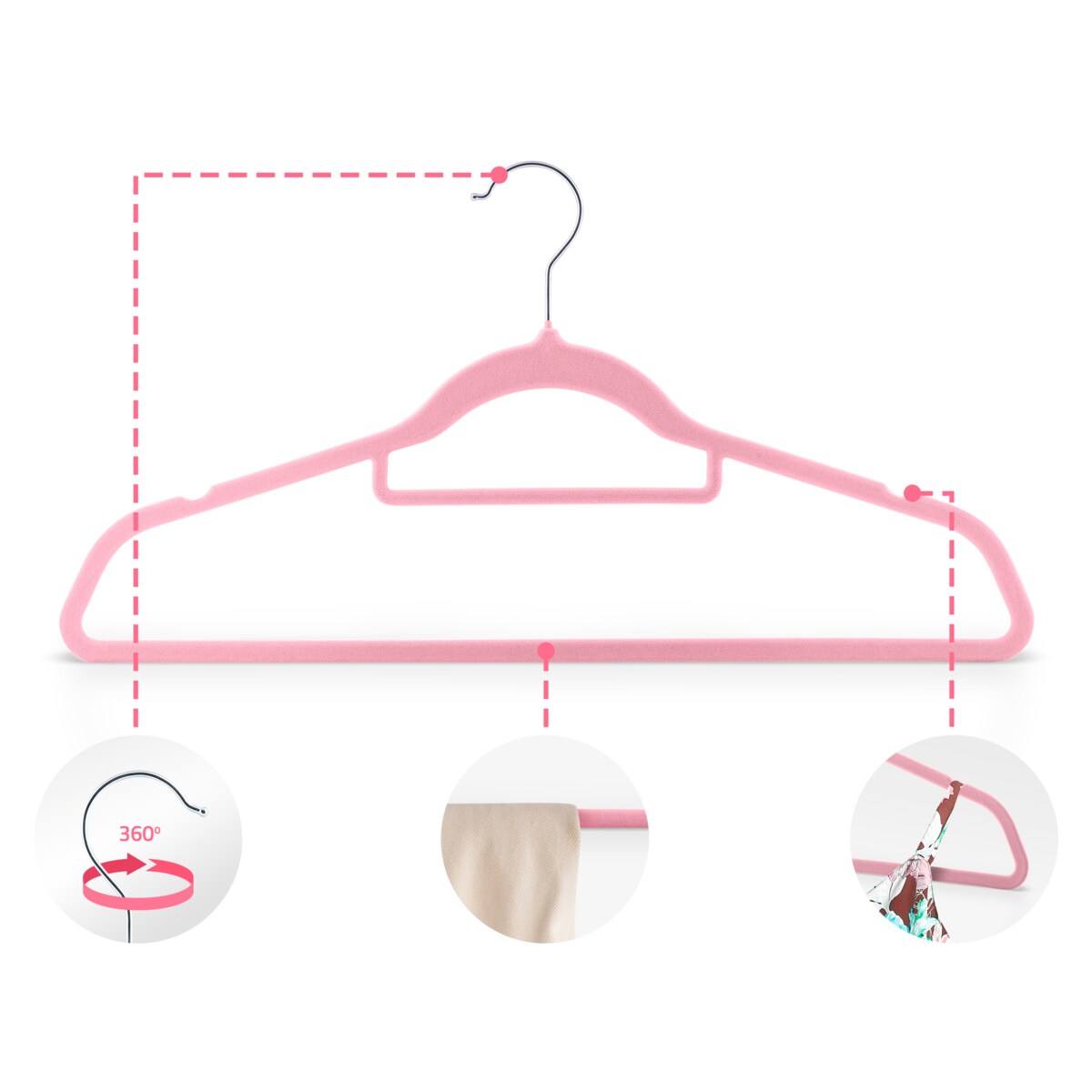 Wieszaki na ubrania welurowe do szafy zestaw 20szt. Massido