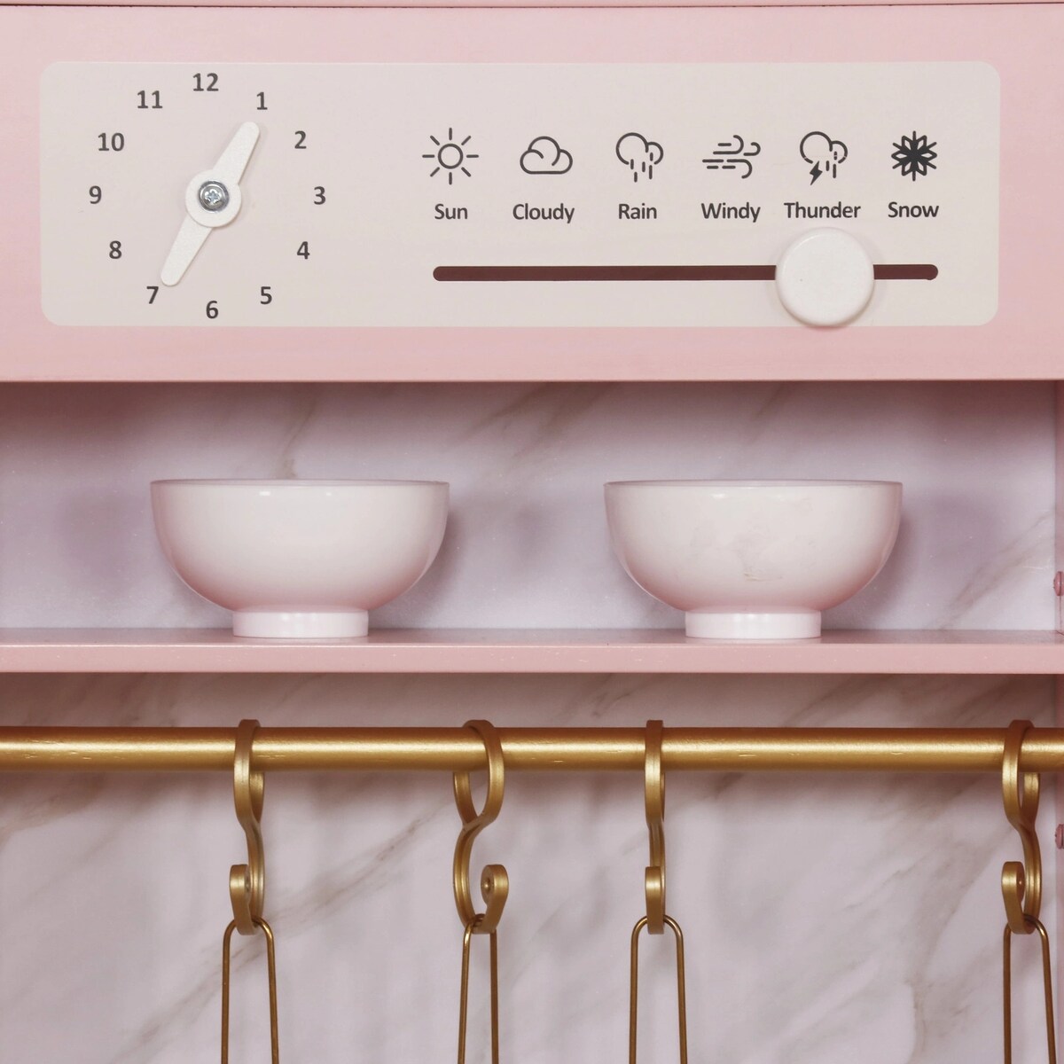 Różowa kuchnia XXL dla dzieci drewniana - dużo funkcji, pralka, piekarnik, lodówka PetitGold