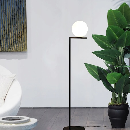 Lampa Stojąca Podłogowa Nowoczesna Czarna Glamour