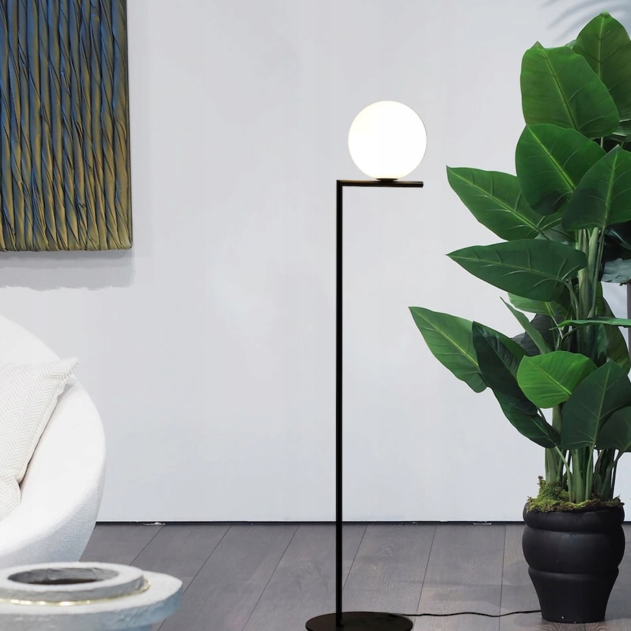 Lampa Stojąca Podłogowa Nowoczesna Czarna Glamour