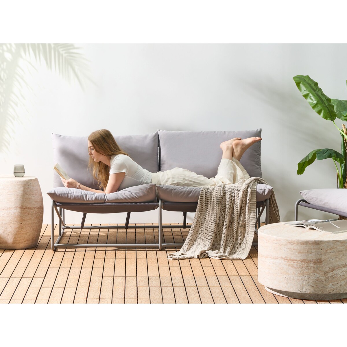 Zestaw ogrodowy dla 3 osób PICO Metal Szary