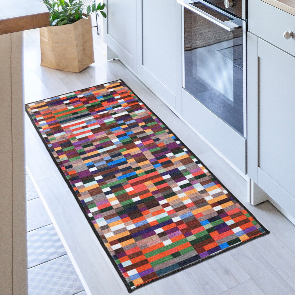 Dywan, chodnik nowoczesny geometryczny Piksel 65x130 cm e-floor wielokolorowy