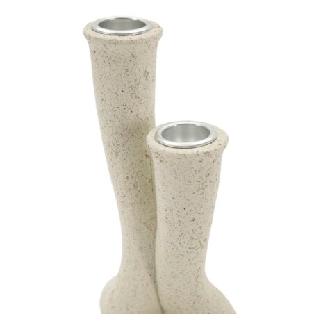 Świecznik dekoracyjny Stons, 10 x 6,5 x 17,5 cm, świecznik na świecę, kremowy, styl nowoczesny, Mauro Ferretti