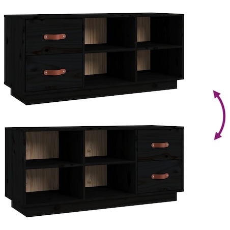 vidaXL Szafka na buty, czarna, 100x34x45 cm, lite drewno sosnowe