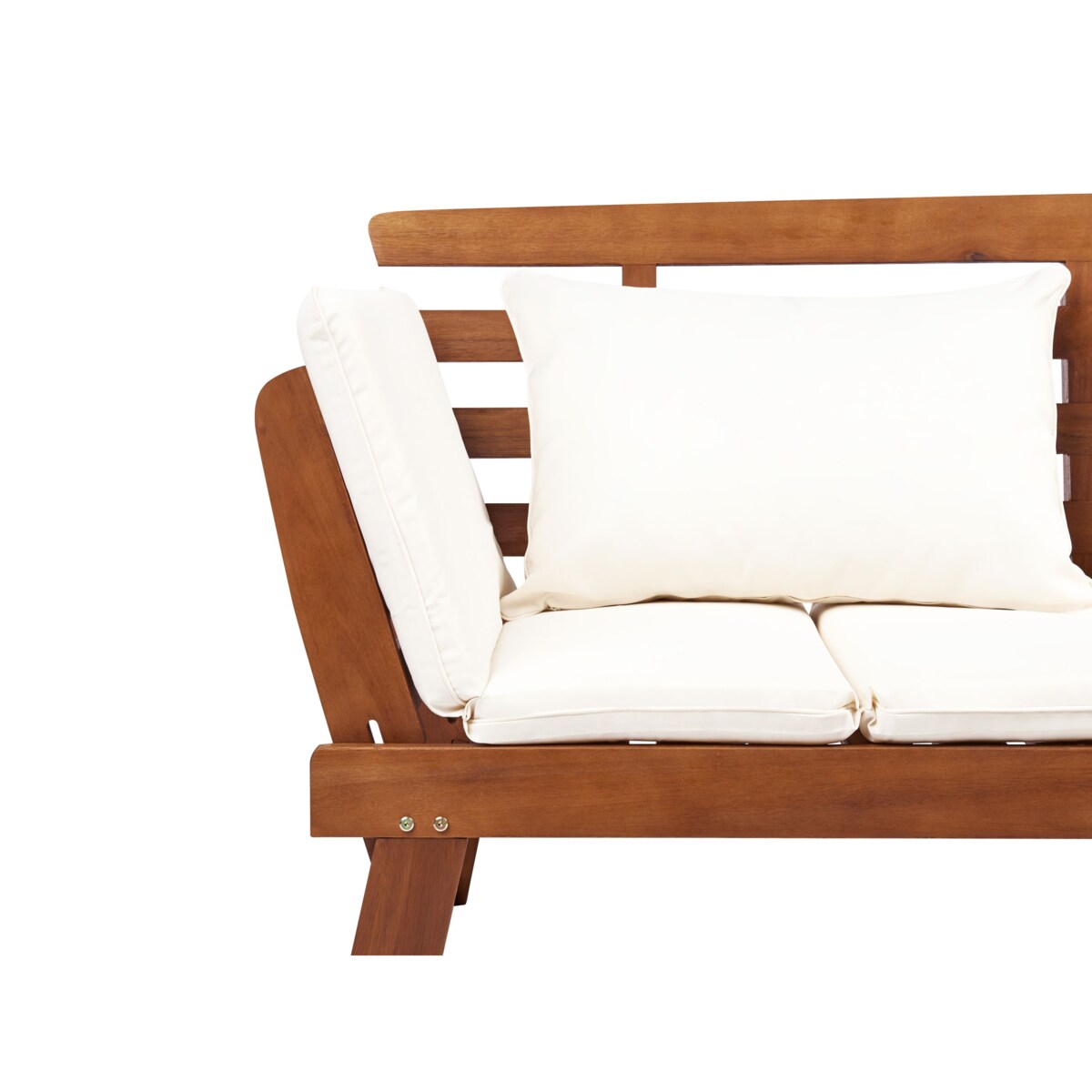 Ławka ogrodowa z poduchą PORTICI 210 cm Drewno Ciemne drewno