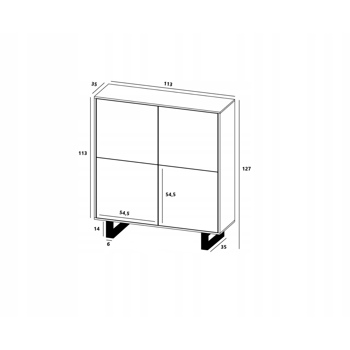 Industrialna Komoda Loft Szafka RTV Dąb Wotan Czarny MAT 113 cm