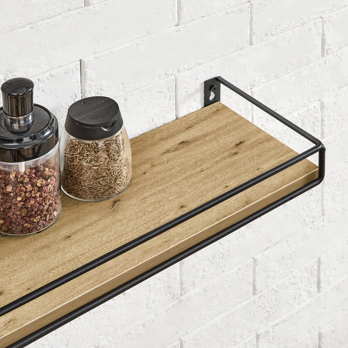 Półki 2 Sztuki, w stylu nowoczesnym dąb Artisan, czarny