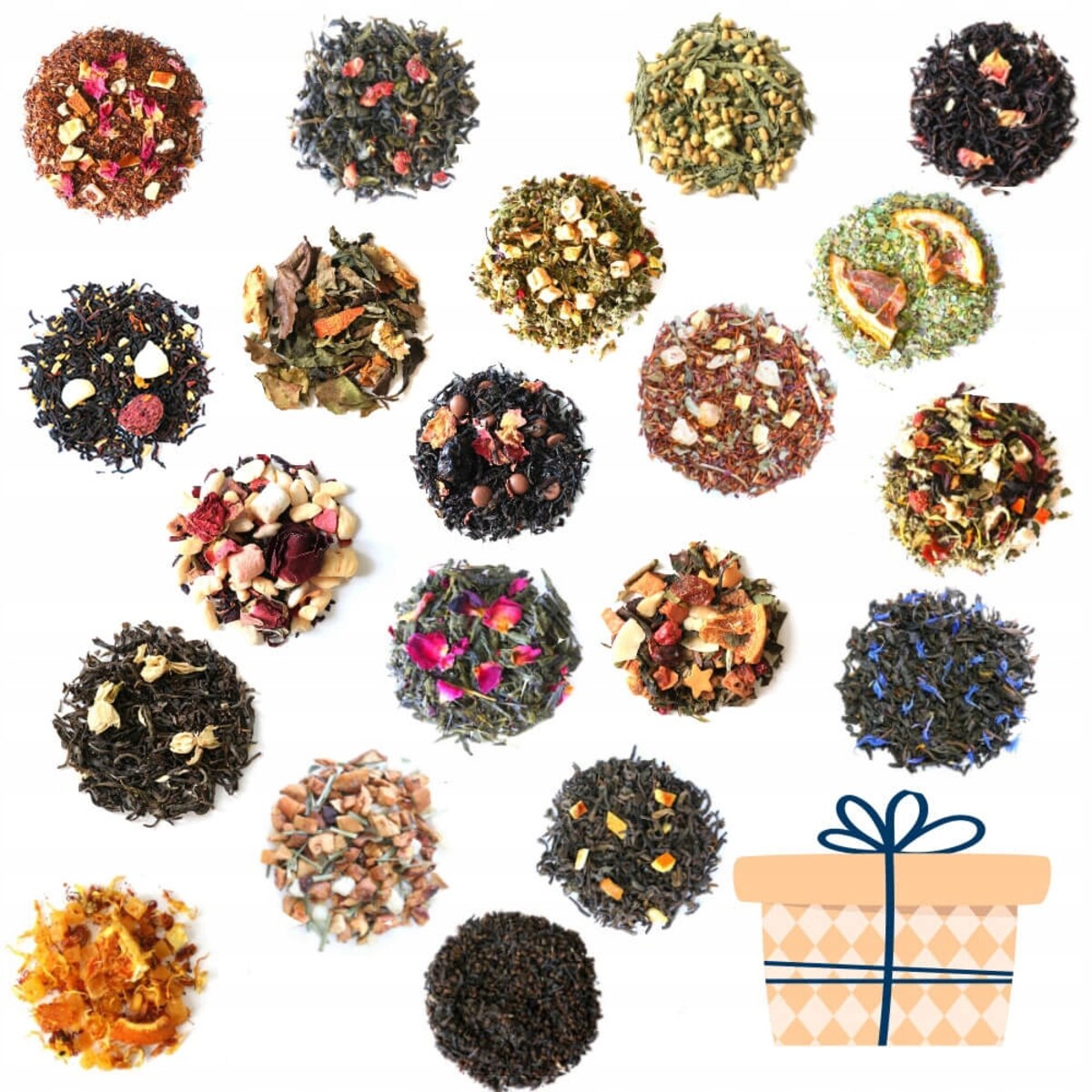 Zestaw 20 różnych herbat sypanych TEA GIFT SET - box prezentowy upominkowy dla kobiety faceta mamy taty babci dziadka na prezent upominek podziękowanie