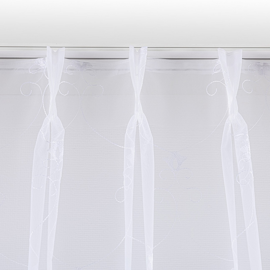 Firana na haczykach flex podwójnych 300x245 biały ze wzorem