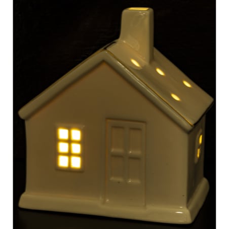 Ceramiczny biały domek LED 13x11,5 cm ADANI - III