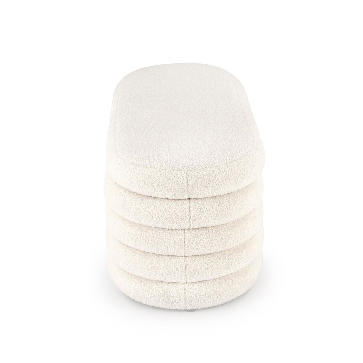 ŁAWKA ZE SCHOWKIEM Lessi kremowa TKANINA BOUCLE owalna