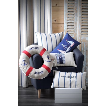 Zasłona okienna w paski 135x260 cm APARDA niebieskie