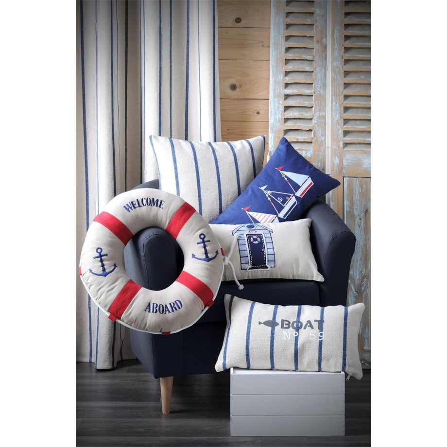 Zasłona okienna w paski 135x260 cm APARDA niebieskie