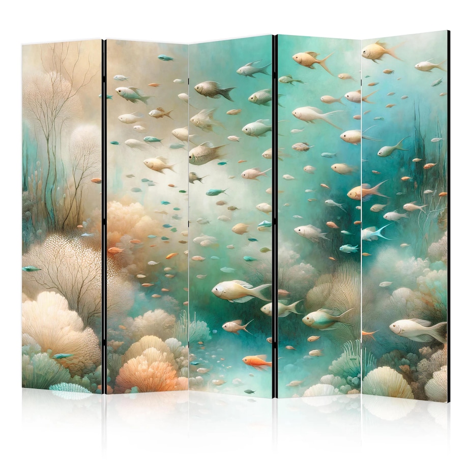 Parawan dwustronny Zwierzęta 225x172 cm 5-częściowy szary