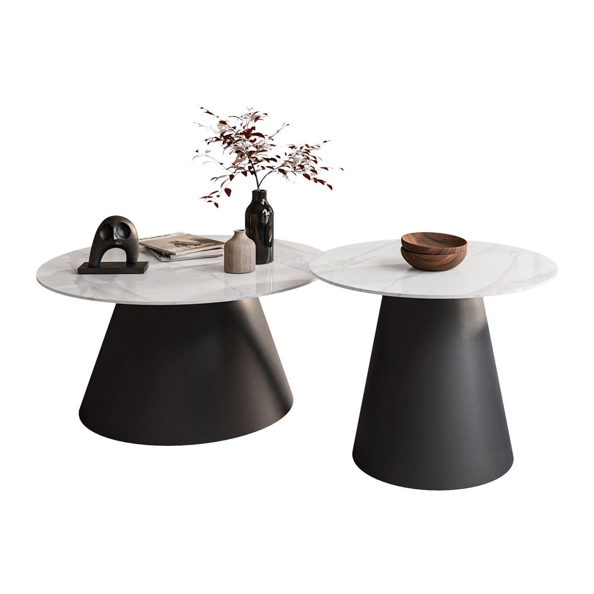 Okrągła ława 2w1 CARTELLE czarny marmur