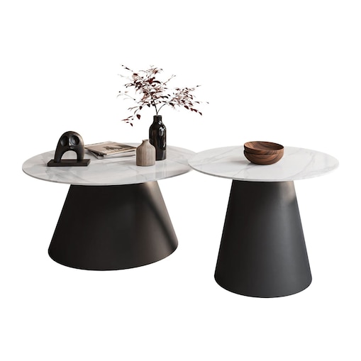 Okrągła ława 2w1 CARTELLE czarny marmur