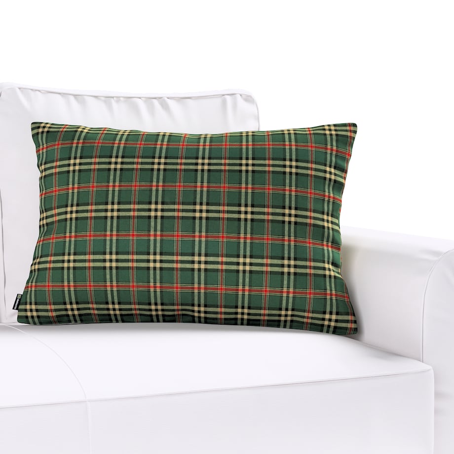 Poszewka Kinga na poduszkę prostokątną 47x28 zielono-czerwona kratka