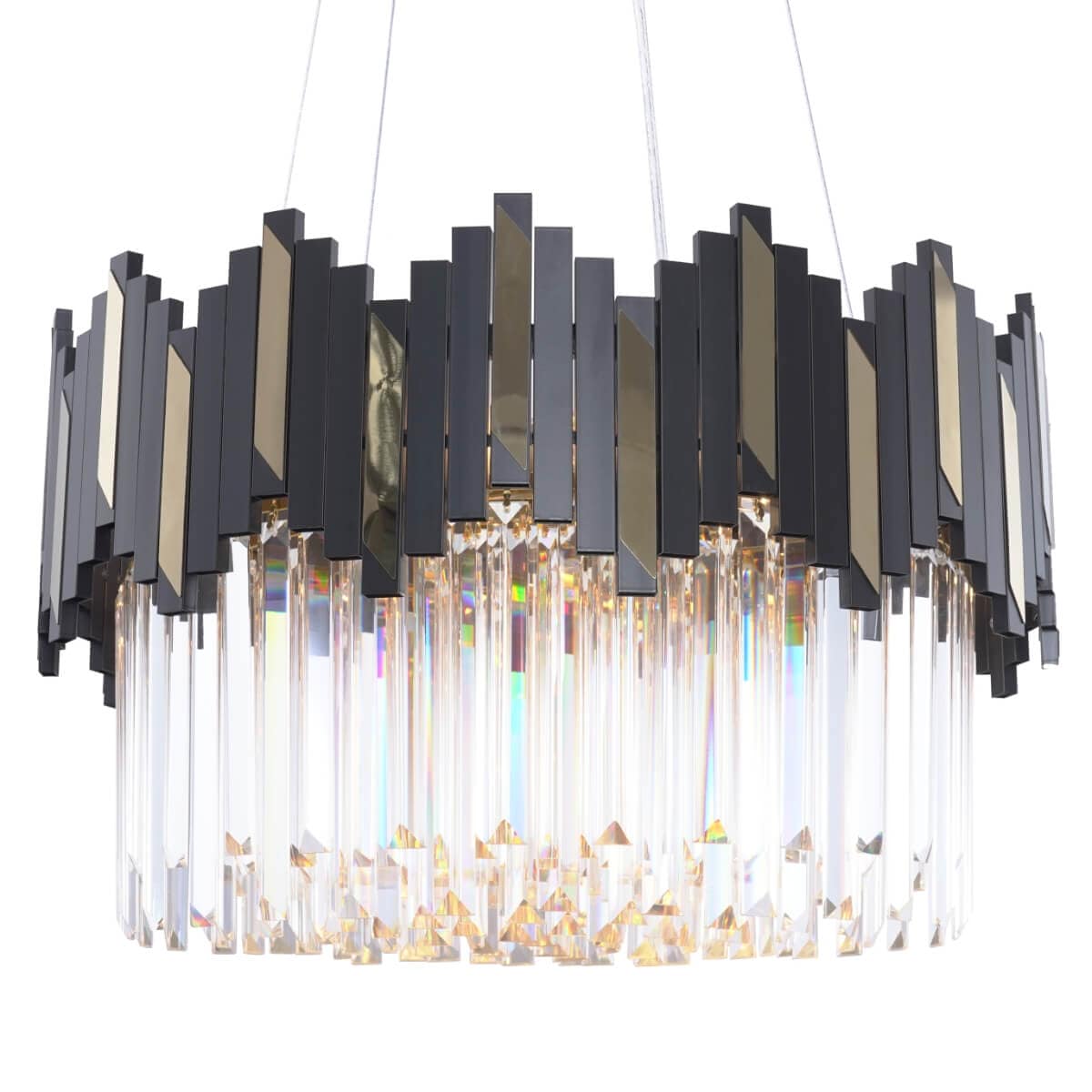 Wisząca lampa glamour Rotta 2200018M Zumaline do salonu nad stół metal szkło czarny złoty