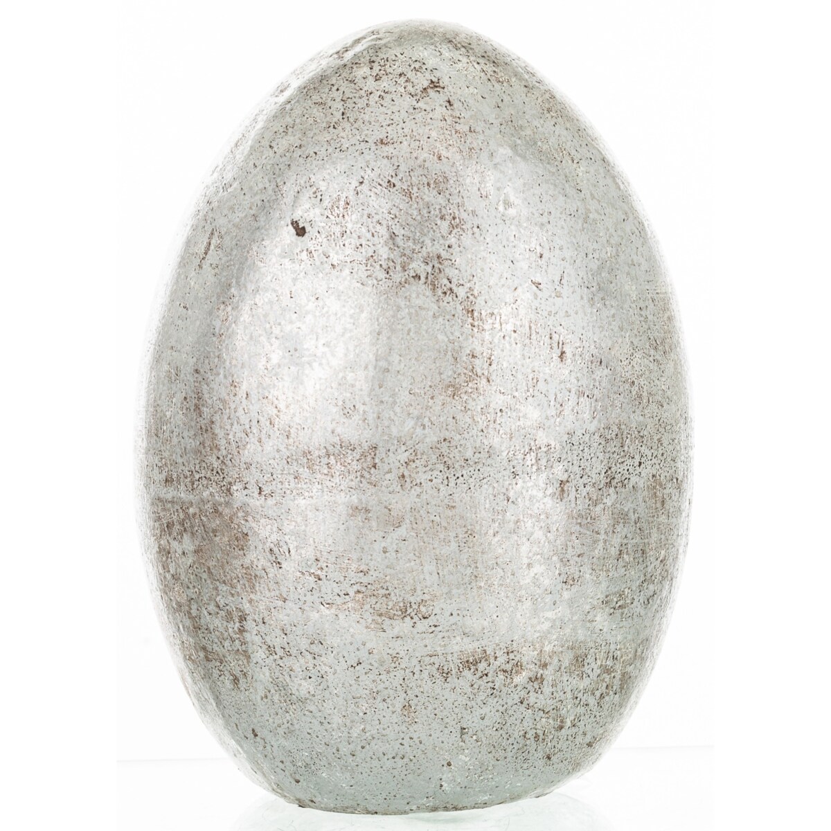 Dekoracja - srebrne jajko z ceramiki 18x13x13 cm MONNI - III