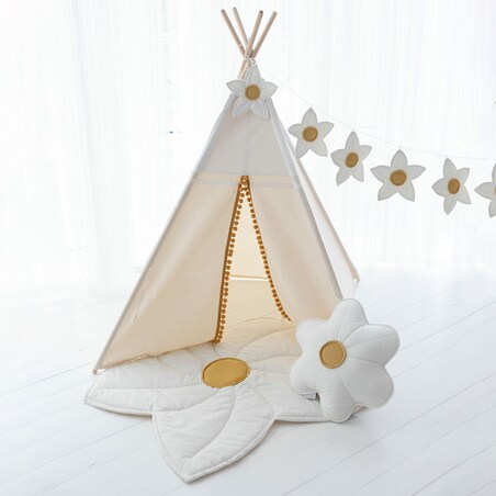 Namiot Tipi Daisy, zestaw z matą, poduszką i girlandą