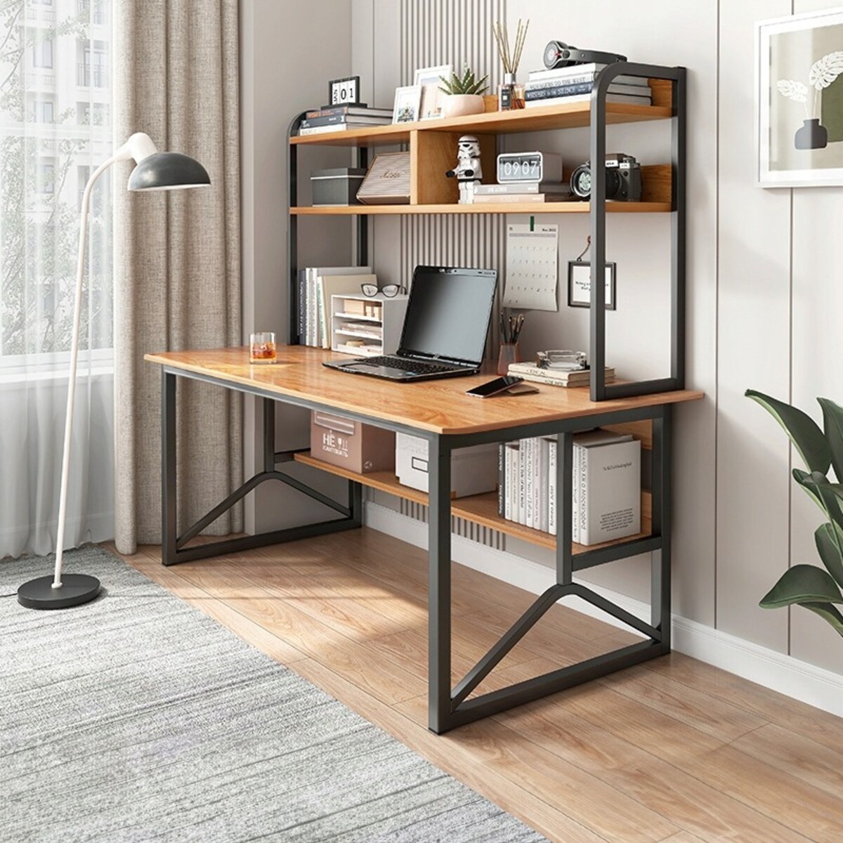 Biurko komputerowe ciemny buk pod laptop loft gamingowe nowoczesne 120 cm