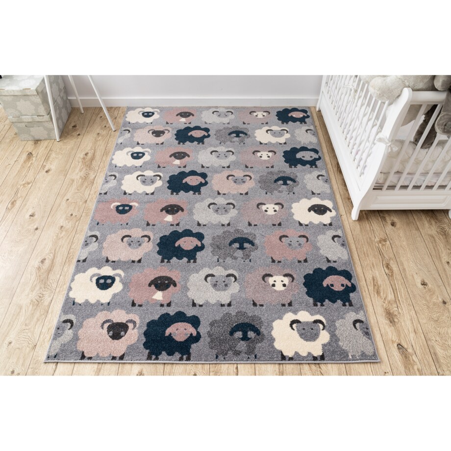 Dywan HEOS 78468 szary / niebieski OWCE 190x270 cm