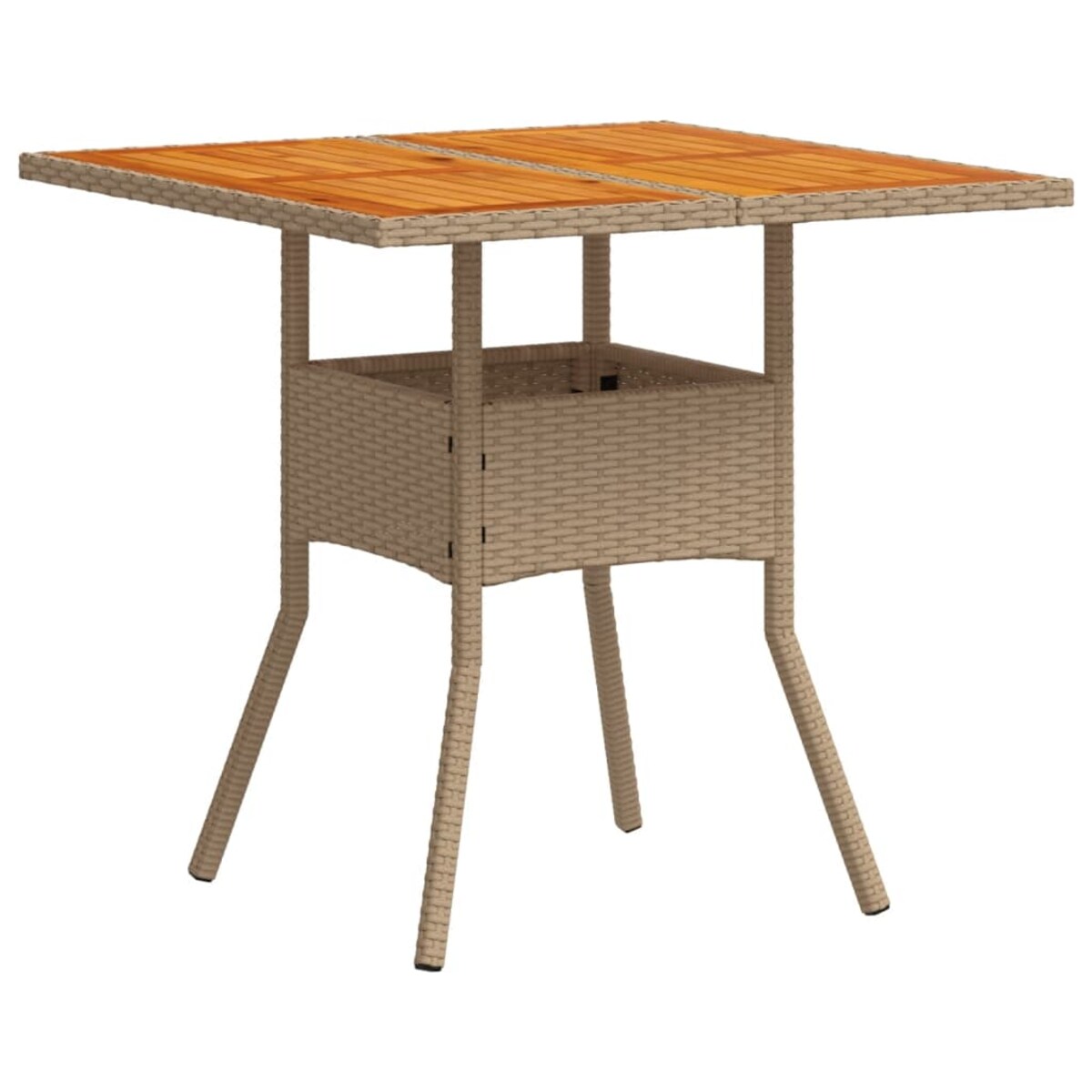vidaXL Stolik ogrodowy, beżowy, 80x80x75 cm, polirattan i akacja