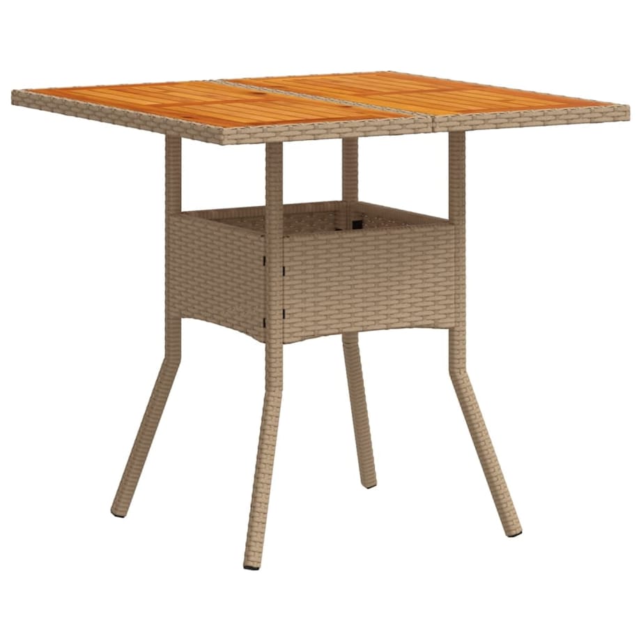 vidaXL Stolik ogrodowy, beżowy, 80x80x75 cm, polirattan i akacja