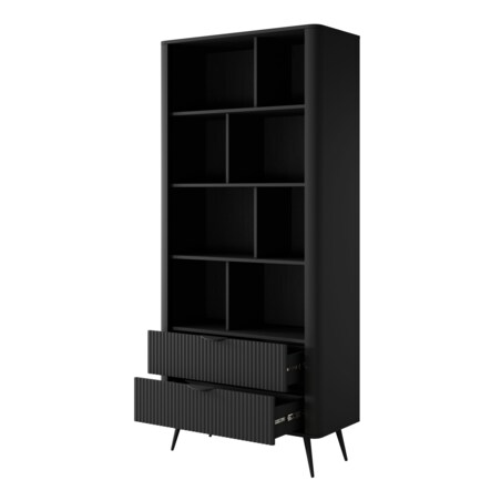 Regał częściowo otwarty do salonu LENA czarny