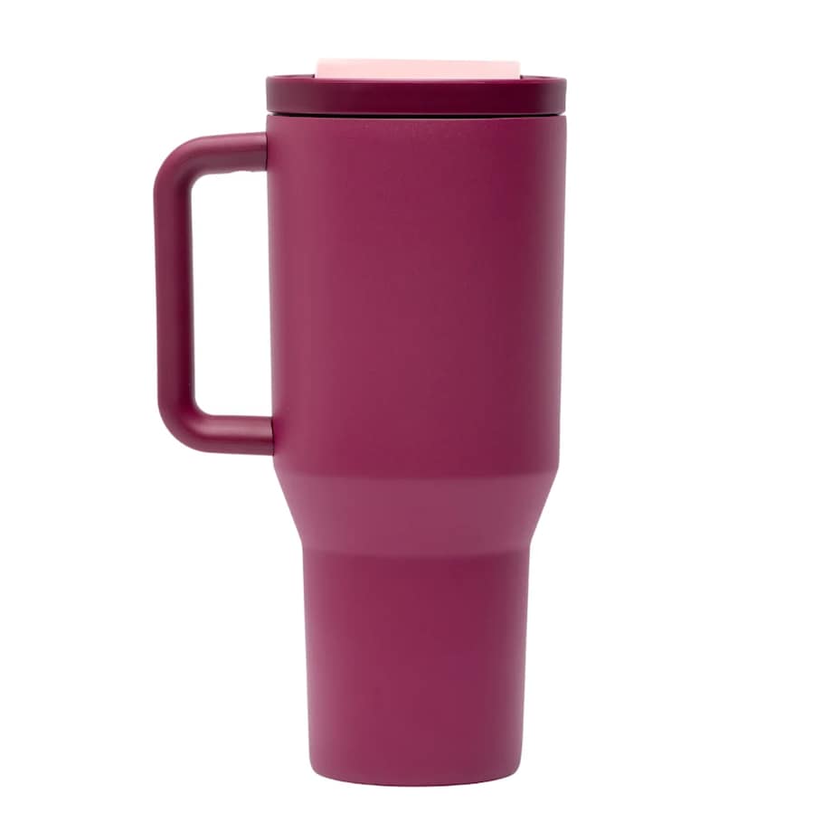 Kubek termiczny ze słomką Rio 950ml - Burgundy Bloom