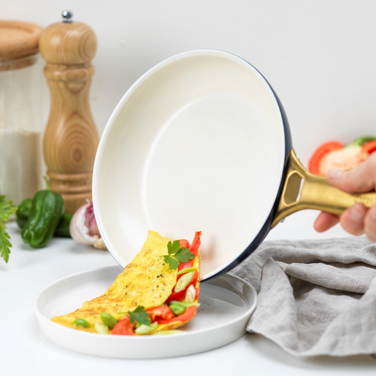 Patelnie ceramiczne PADOVA Oxford Blue 20cm + 26 cm GreenPan