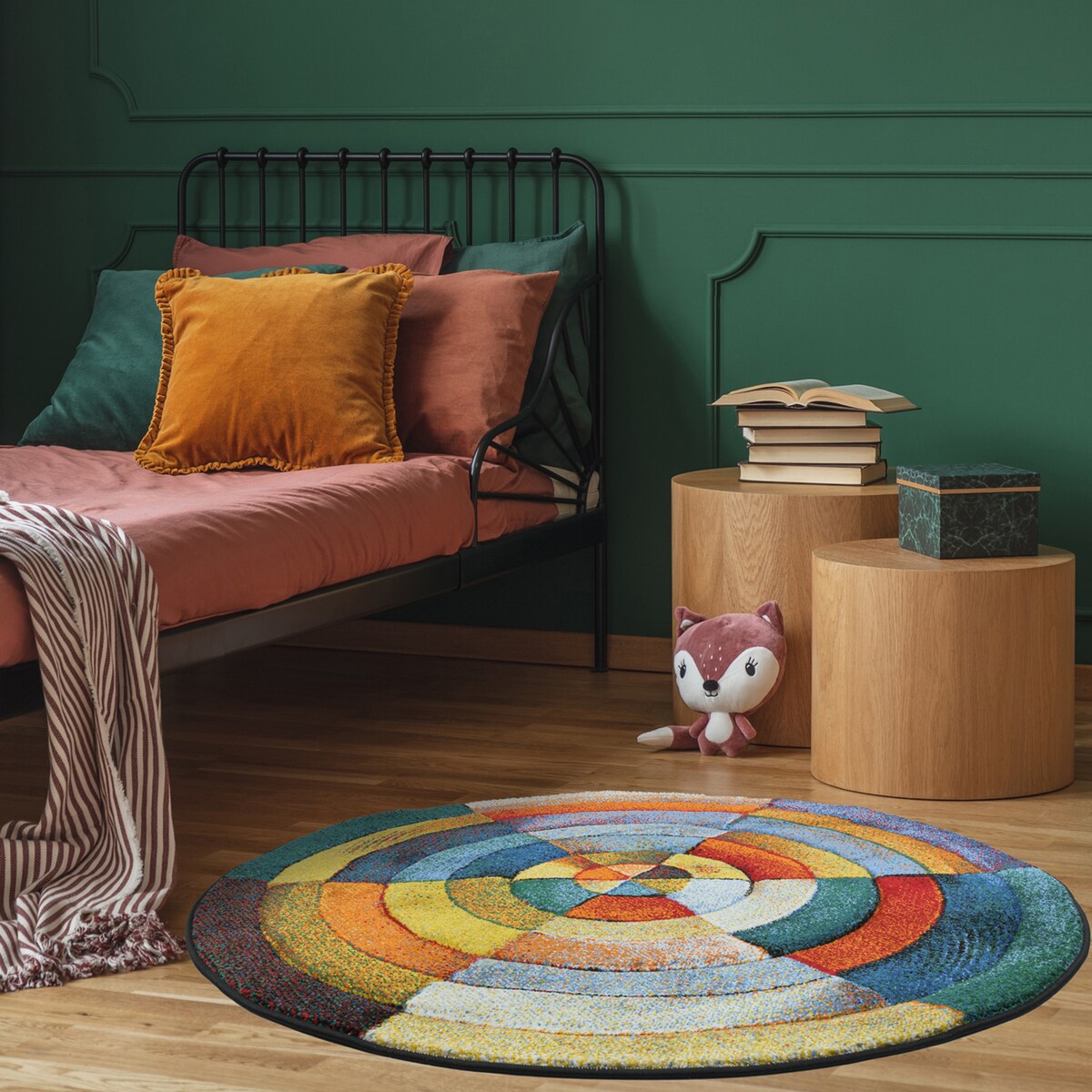 Dywan okrągły Zefir 120 cm e-floor OEKO-TEX geometryczny wielokolorowy