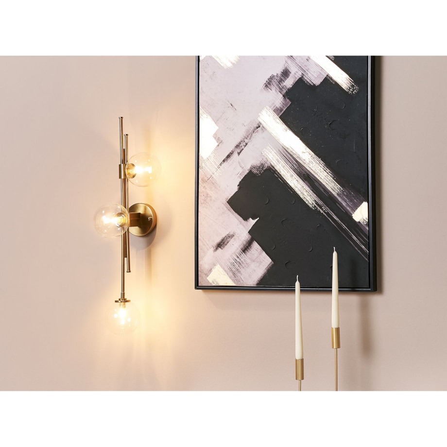 Lampa ścienna 3-punktowa metalowa złota TULIJA