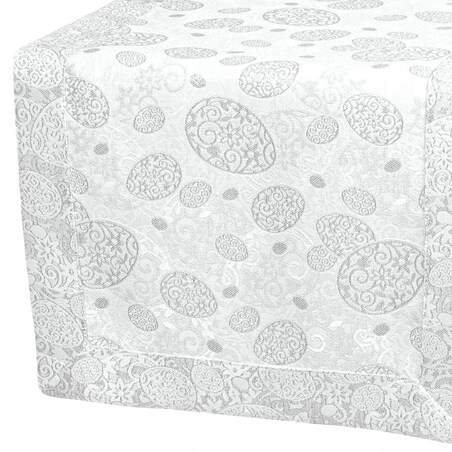 Bieżnik wielkanocny Srebrne Pisanki - 40x220 cm - srebrny