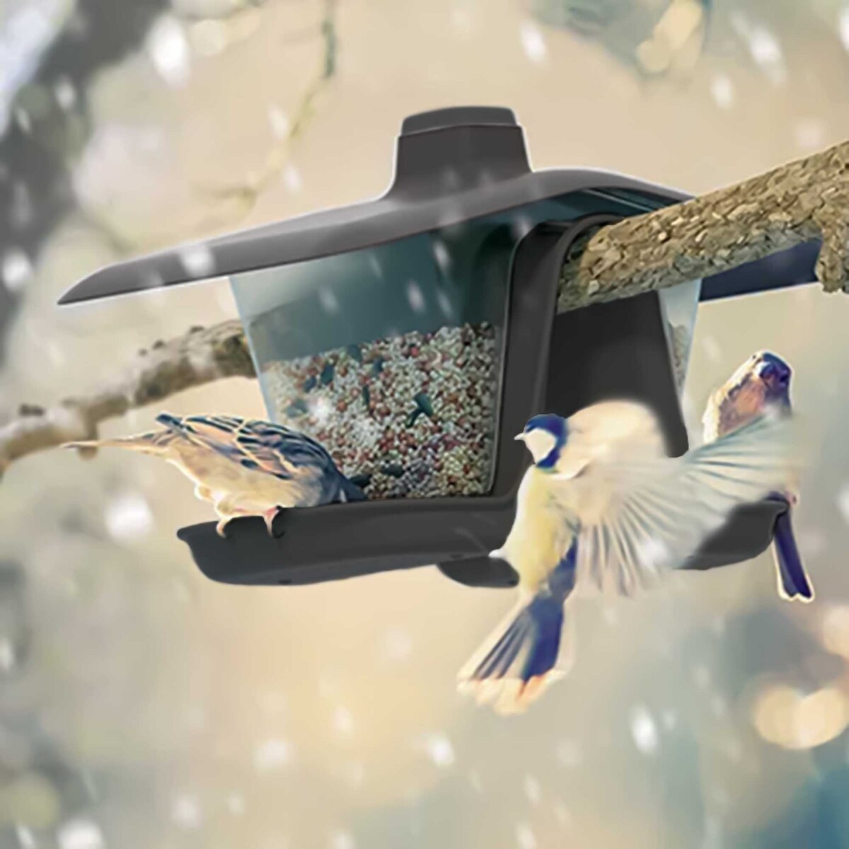 Karmnik Dla Ptaków 27X18 Cm Stojący Wiszący Plastikowy Podwójny Budka