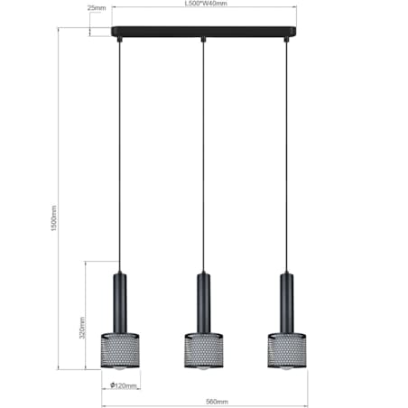 Lampa wisząca Light Prestige Amo czarny 3 x E27 1 szt.
